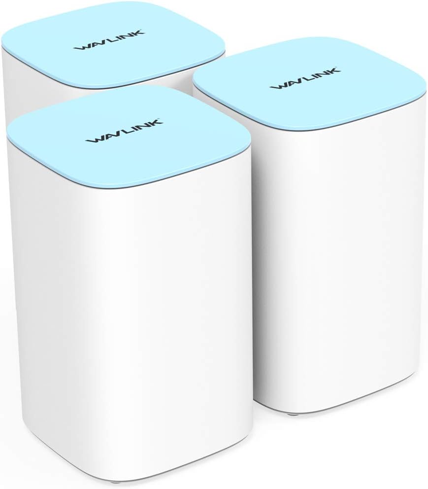 WAVLINK Mesh WiFi System Tri-Band - Whole Home Coverage Up to 7,500 Sq.ft, Replaces Wireless Routers and Extenders, Gigabit Ports, MU-MIMO, Beamforming, Touchlink, Parental Controls, 3-Pack