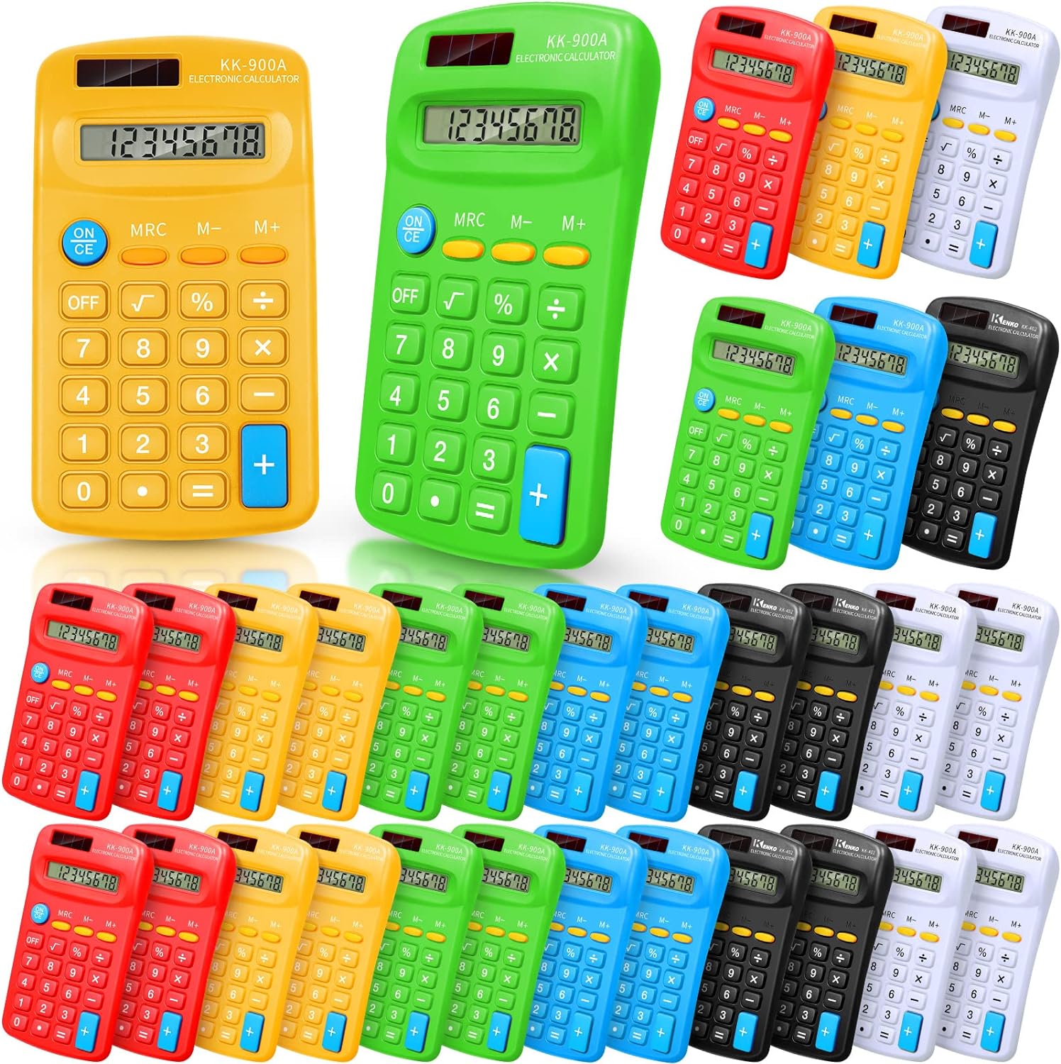 30 Pack Pocket Calculator Small Battery Powered Calculator Bulk Mini Size 4 Function Calculator Hand Held Basic Calculator for Students Kids School Home Office School, 6 Colors Pack of 2