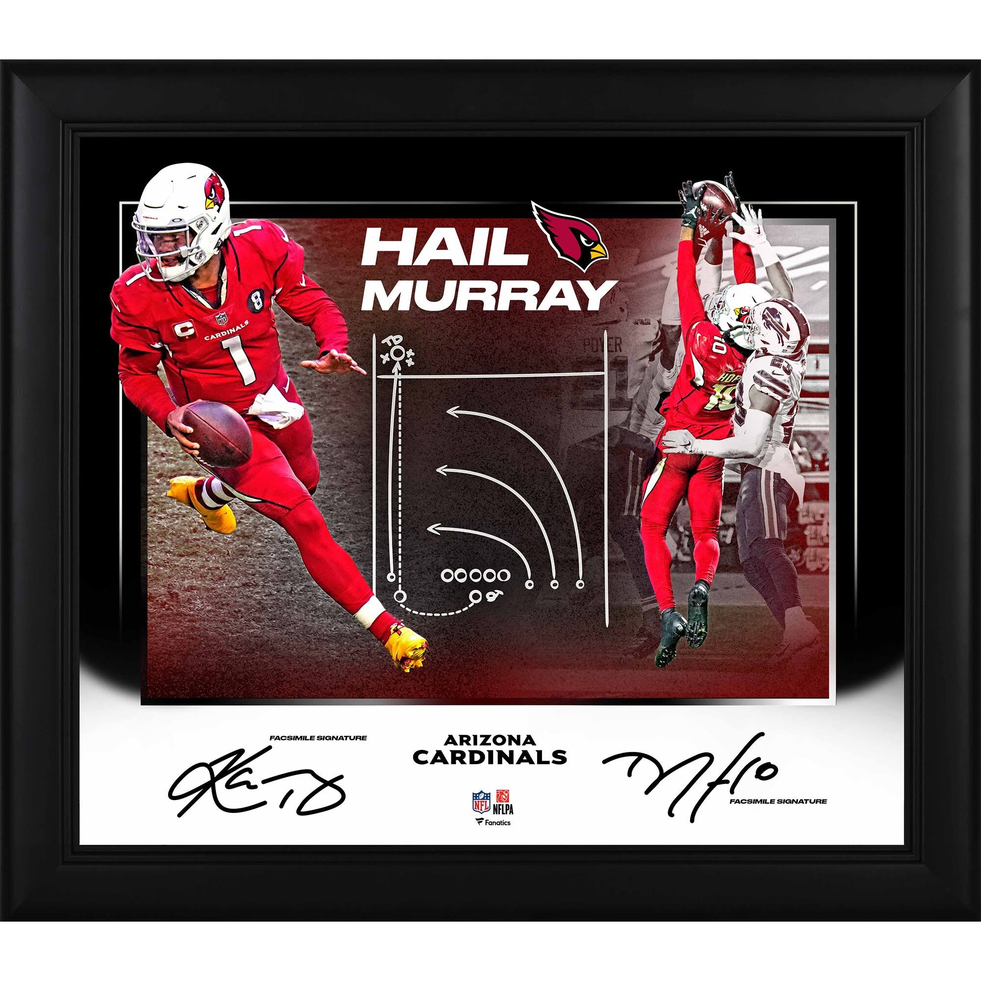 Arizona Cardinals Kyler Murray u0026 DeAndre Hopkins Fanatics Authentic Framed 15x22 x 17x22 Hail Play Diagram Collage - Facsimi