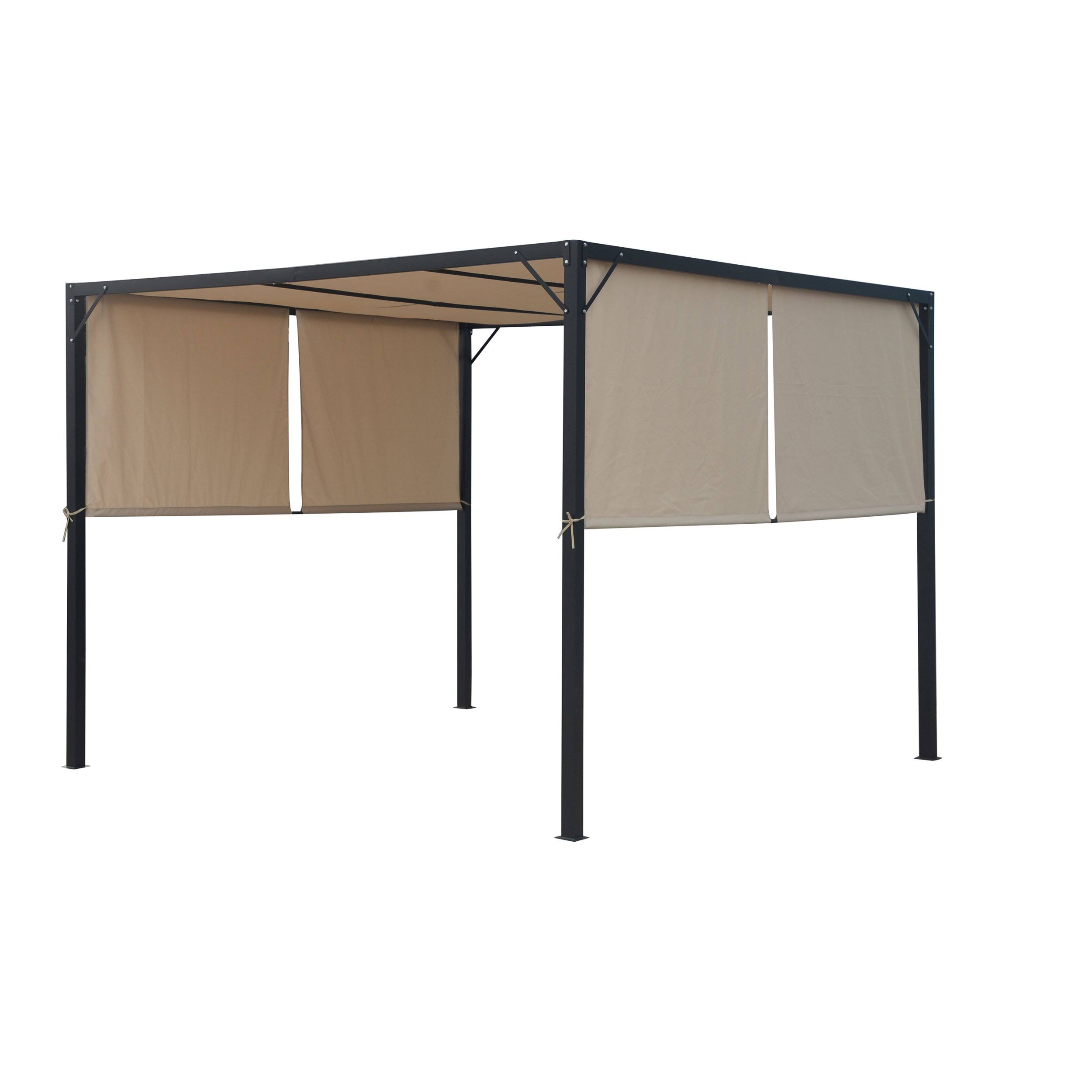 Christopher Knight Home 304392 Wendy Outdoor Steel Framed 10& Gazebo, Beige/Black