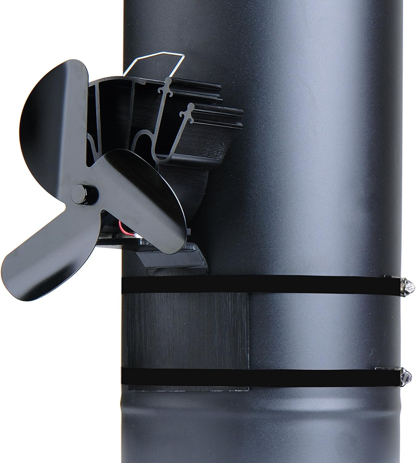 Tomersun New Designed Stove Pipe Fan for Incline Surface Fixed on The Chimney Pipe of Wood/Log Burner/Fireplace Pack of 2