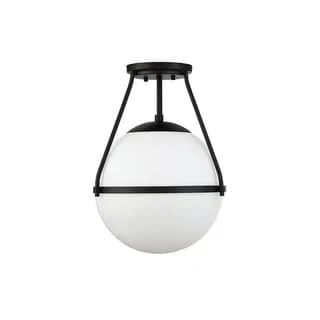 Carson Carrington Henningsvaer 1-Light Semi-Flush Mount Fixture (Matte), Black 22040480