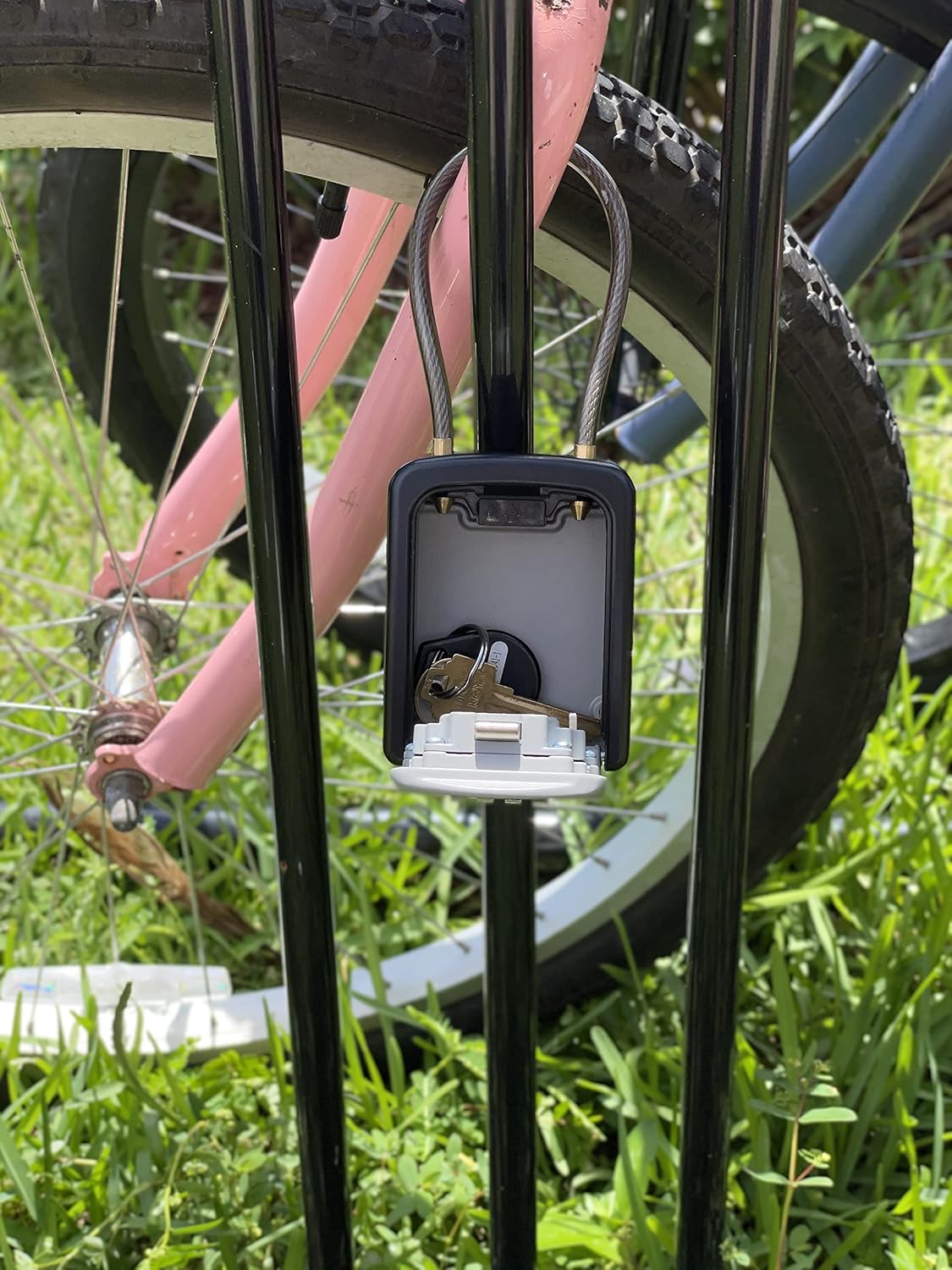 Iron Lock &reg; - Key Lock Box Portable with Removable Cable Shackle Indoor Outdoor Waterproof 4 Digit Combination with Resettable Code with A B Switch Key Lockbox for Outside Hold Spare Keys for Realtors