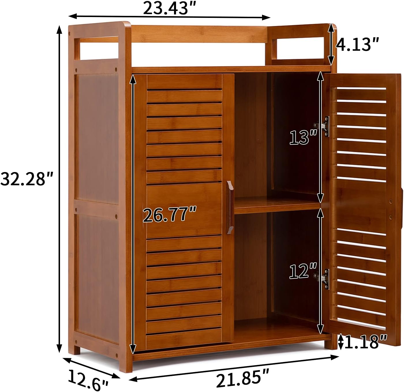 AbocoFur Bamboo Floor Storage Cabinet with 2 Doors, 23.43