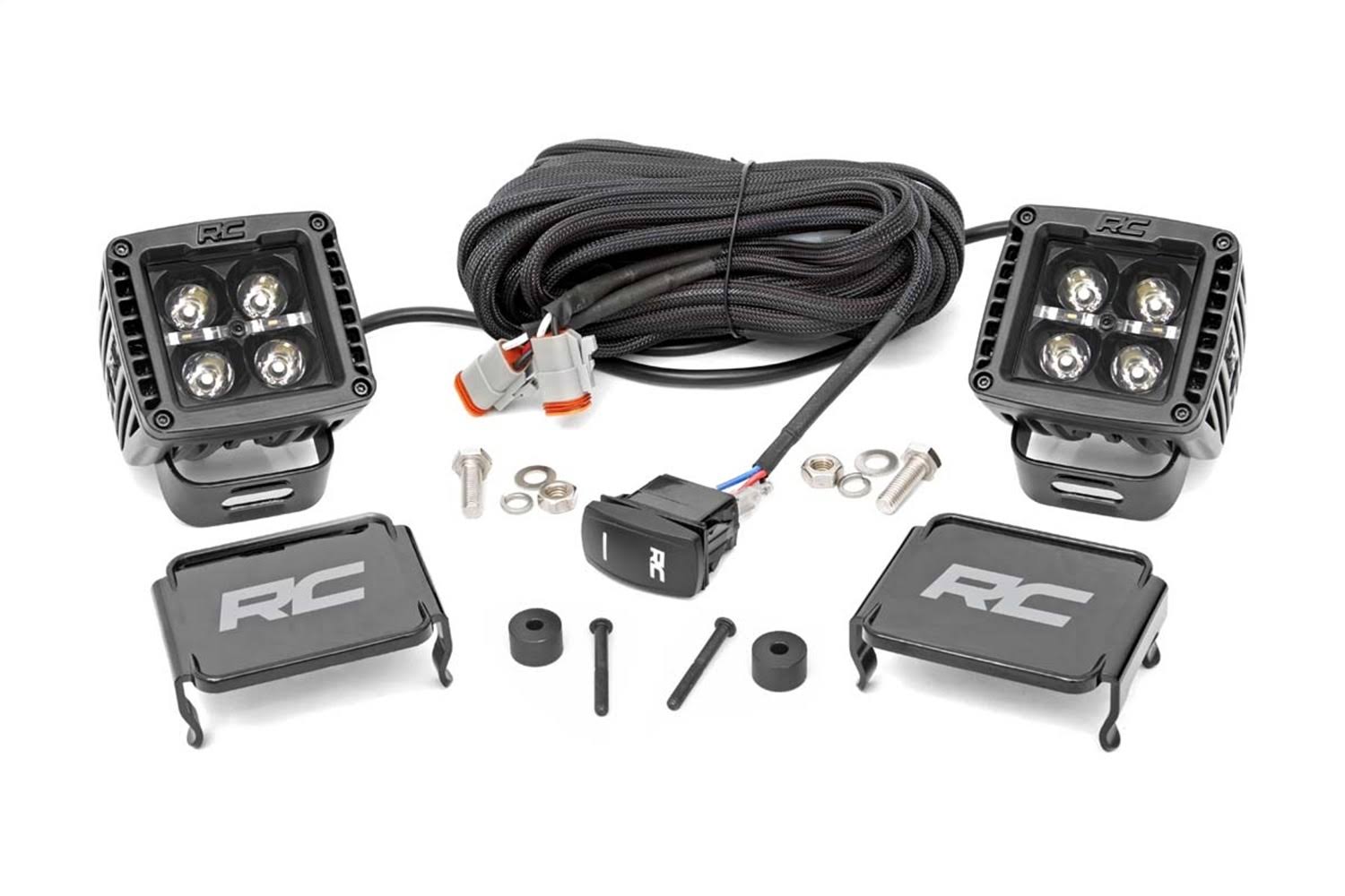 Rough Country 2in Black Series LED Cube Easy-Mount Kit - White DRL 70061