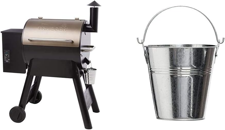 Traeger Grills Pro Series 22 Pellet Grill & Smoker | Bronze, Gen I, 572 Sq. In. Capacity | TFB57PZBO model & HDW152 Grease Bucket for Wood Pellet BBQ, Original Version