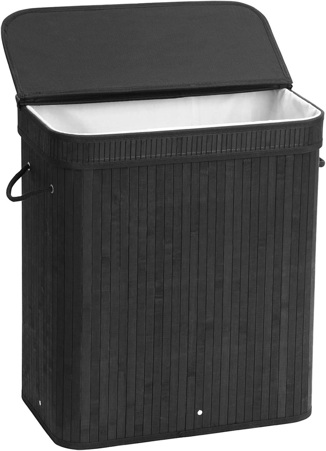 SONGMICS Laundry Hamper with Lid, Bamboo Launry Basket with Handles, Foldable Storage Basket for Laundry Room, Bedroom, 100L, Brown ULCB063K02 Pack of 2