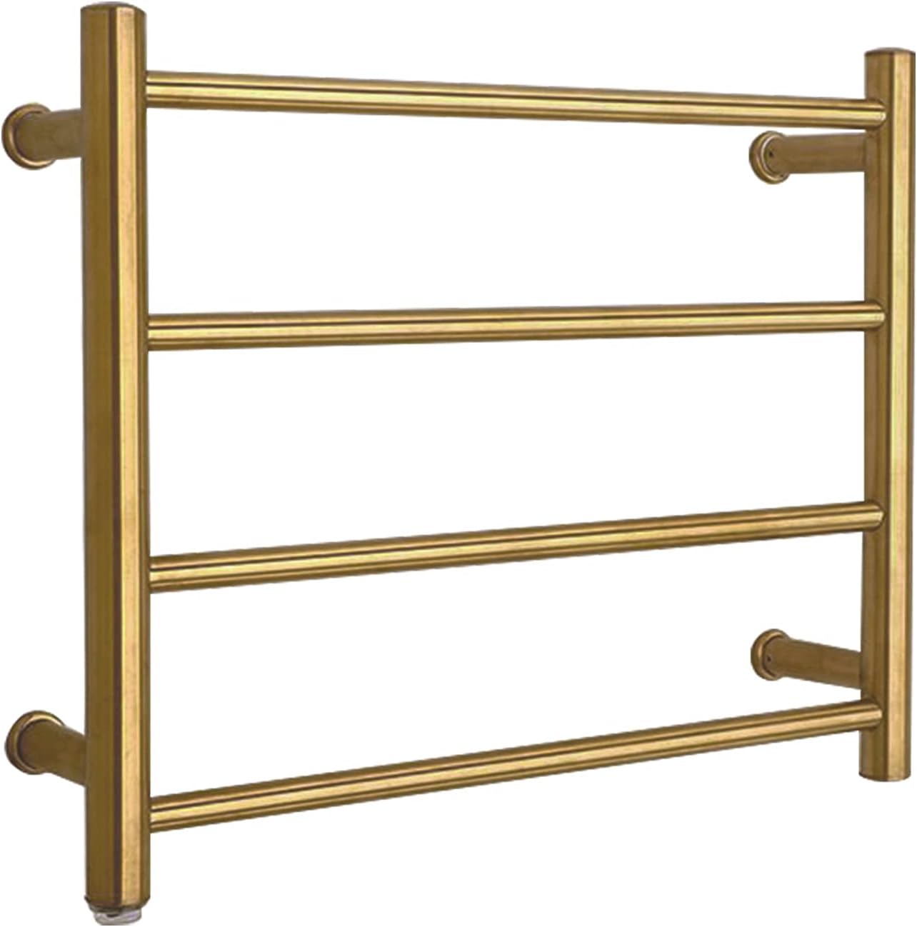 BILLY'S HOME Towel Warmer Drying Rack, Electric 304 Stainless Steel Tower Warmer with 4 Heated Bars Wall-Mounted for Bathroom Gold 450&times;540&times;125mm,Hardwiring