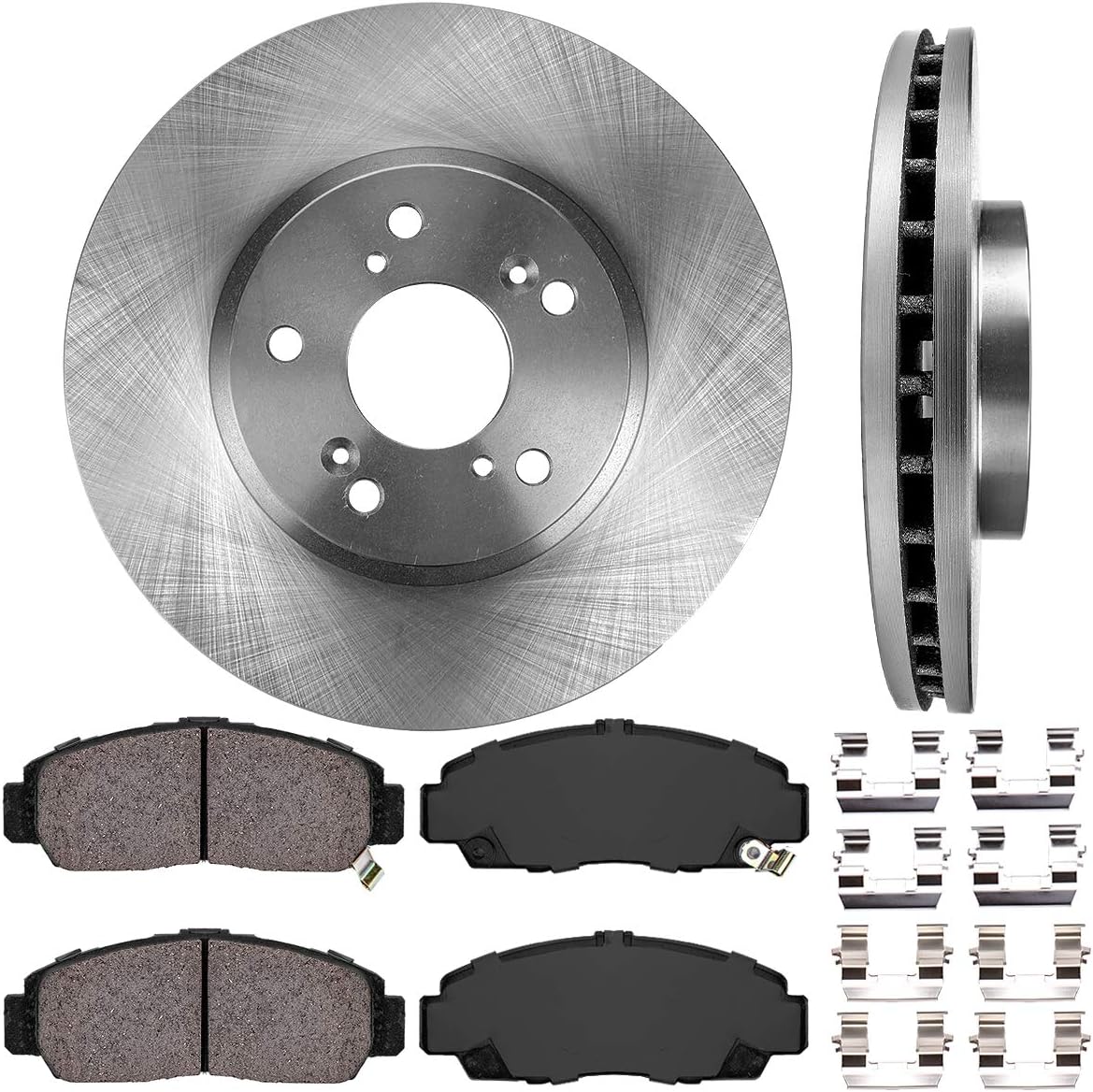 Callahan CRK13674 FRONT 300mm Premium 5 Lug [2] Brake Rotors + [4] Ceramic Brake Pads + Clips [fit Acura TL CL TSX Honda Accord]