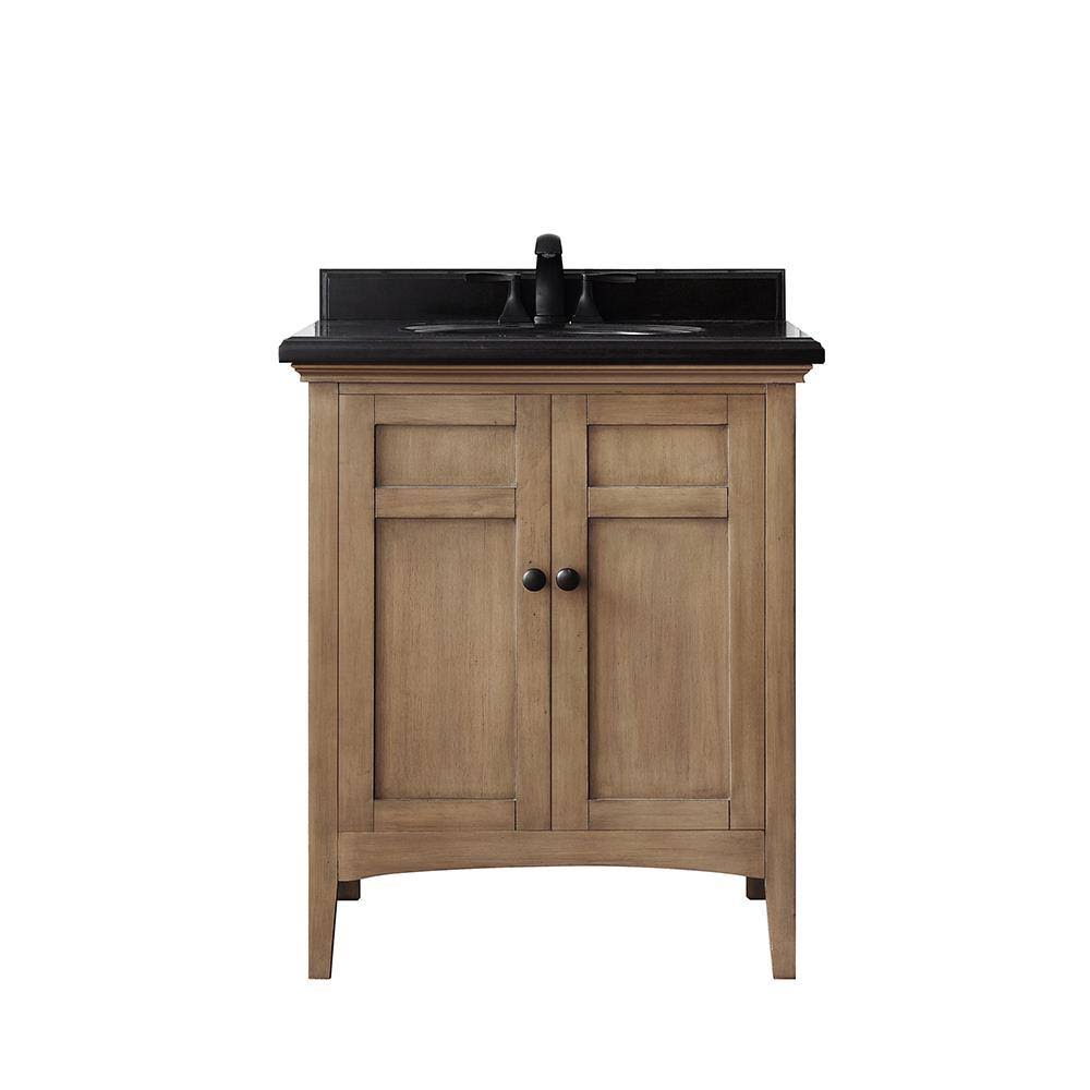 Home Decorators Collection Chartwell 28 in. W x 21 in. D Bath Vanity in Almond Toffee with Granite Vanity Top in Black with Whit