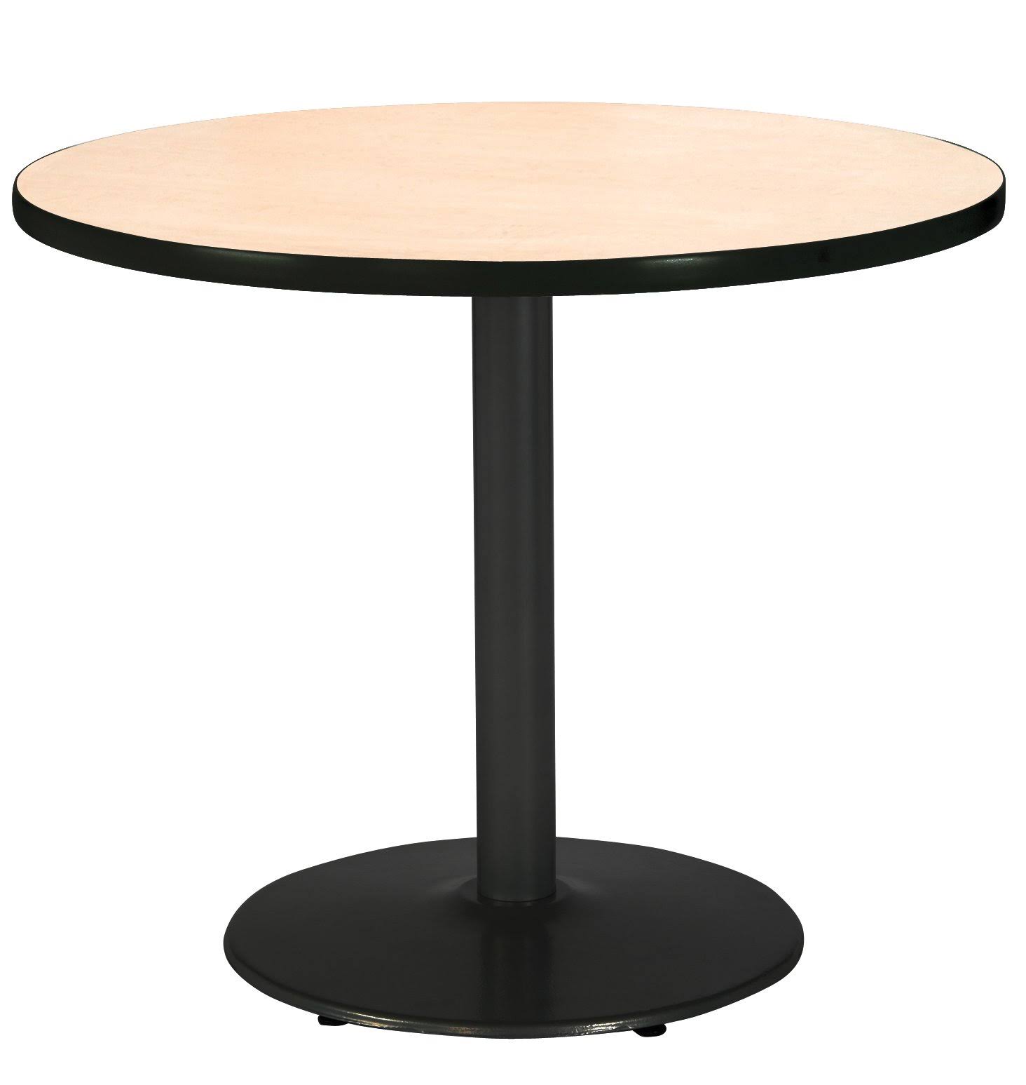 KFI 42x22 Round Pedestal Table with Natural Top Round Black Base
