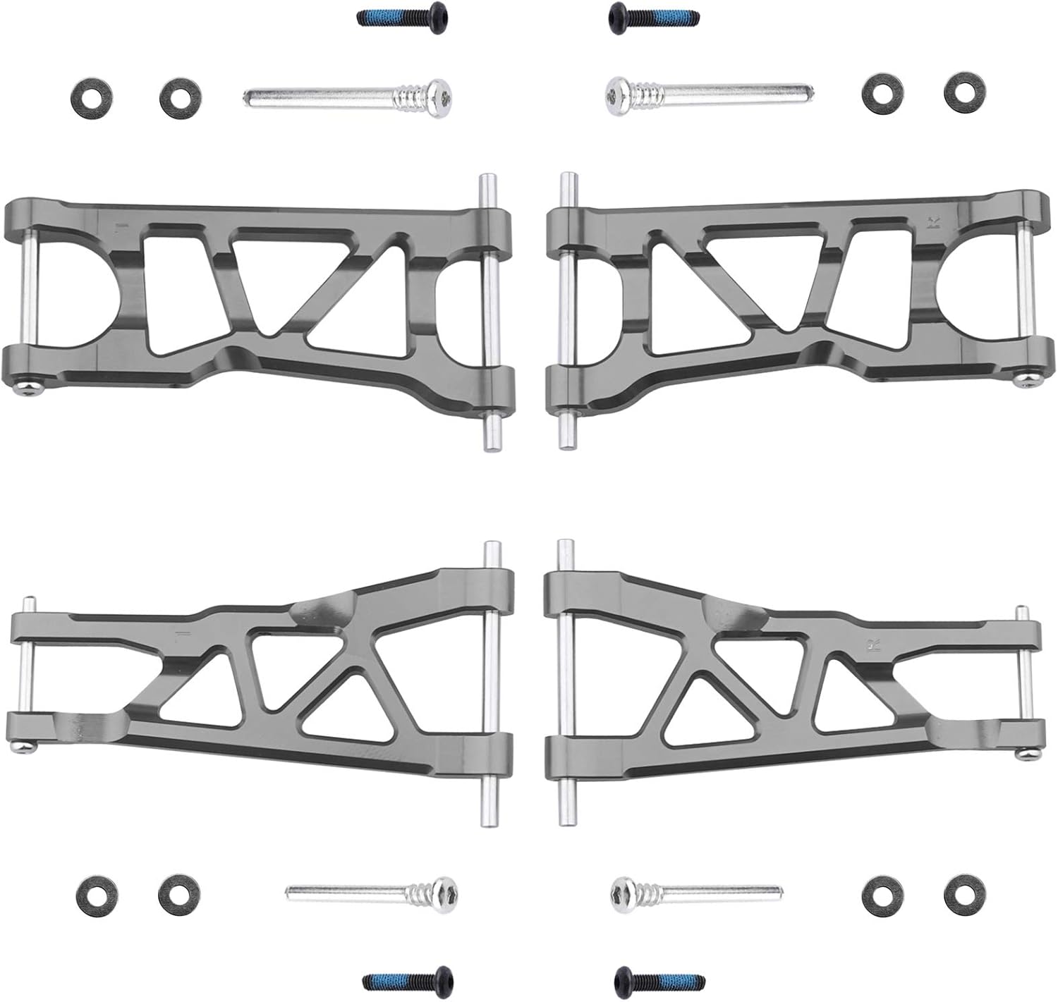 Hobbypark Aluminum Suspension Arms Set (Front & Rear) Upgrades Parts for Arrma Typhon 3s BLX Big Rock, Replacement of AR330543 AR330540 (Red) Pack of 2