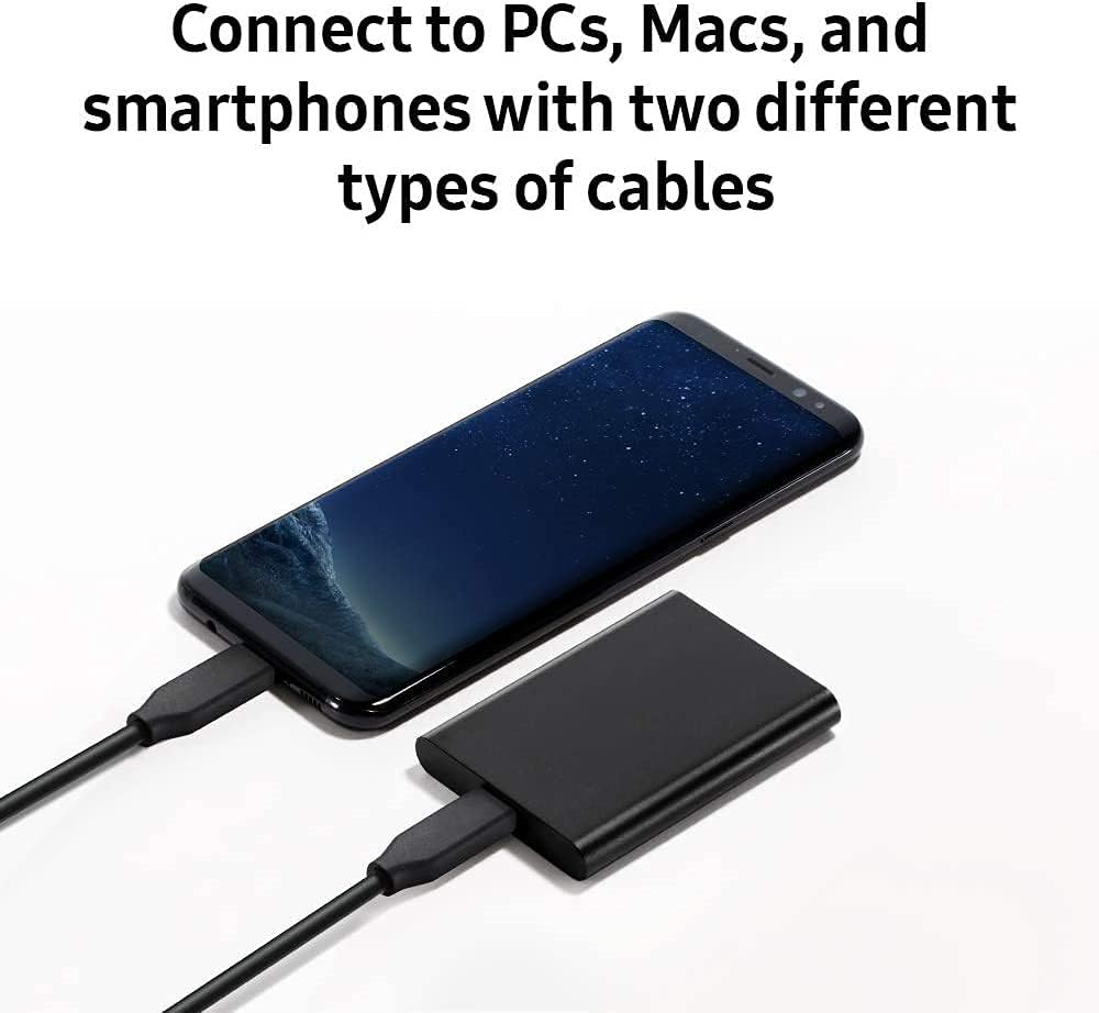 GENSER 2TB Portable SSD - Up to 540MB/s - USB 3.1 High-Speed Read Write Portable SSD External Hard Drive 2000GB, Mobile External Solid State Drive Blue (2TB, Black) Pack of 2