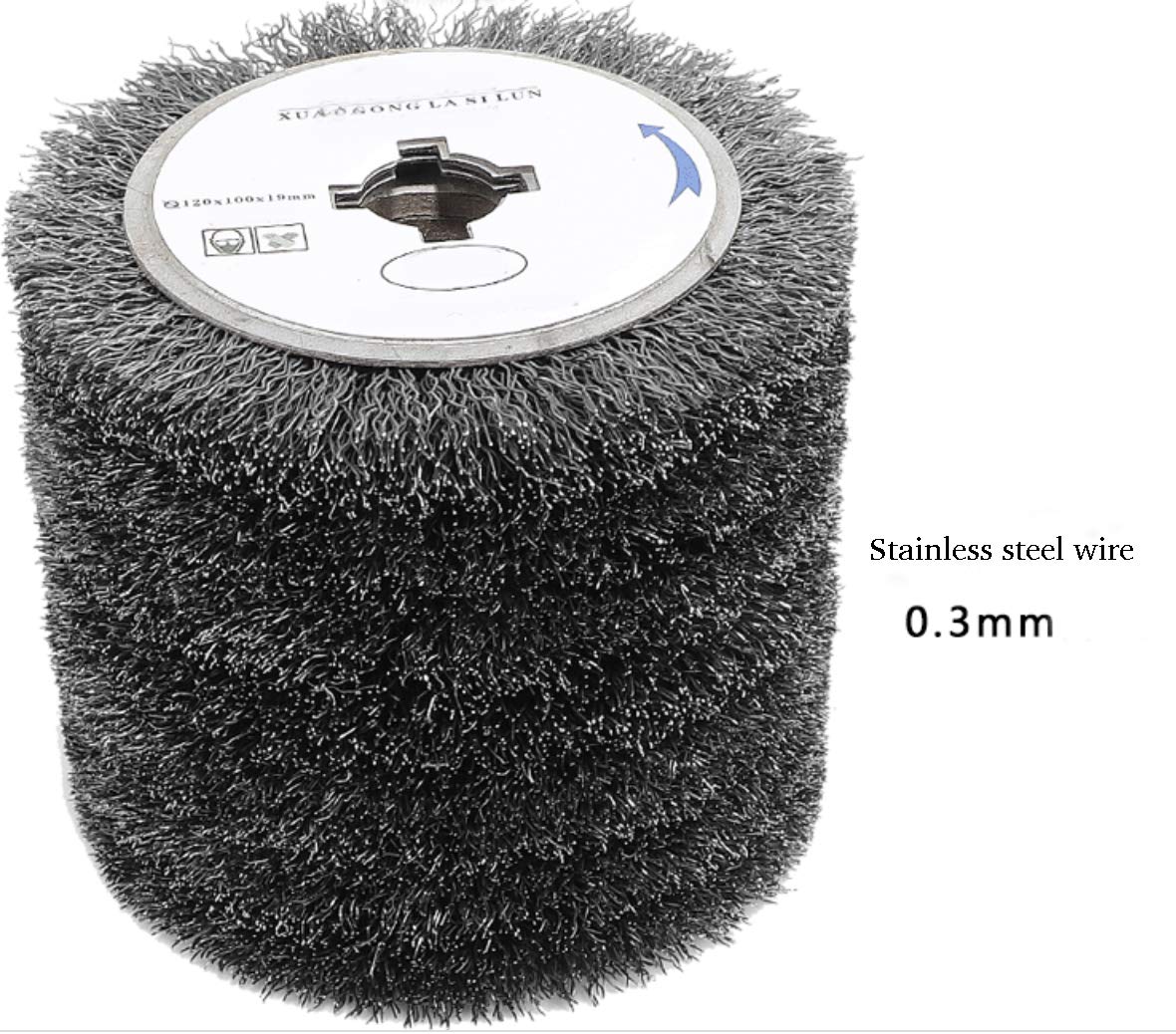 SIGNI 120mm Stainless Steel Wire Brush Wheel Drawing Wheel for Metal Surface Polishing Grinding Removing Rust (0.3 Wire)