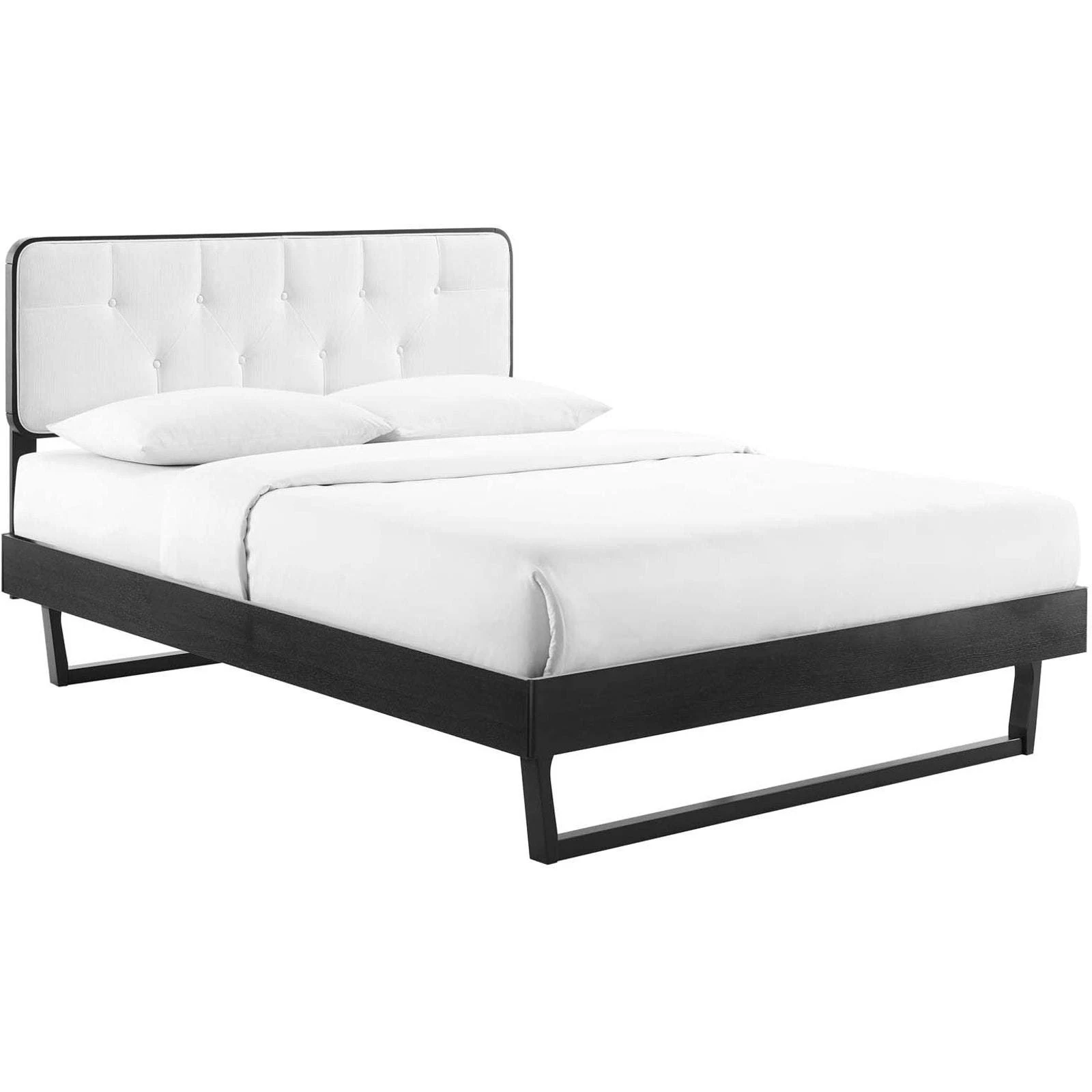 Modway Bridgette King Wood Platform Bed with Angular Frame Black White