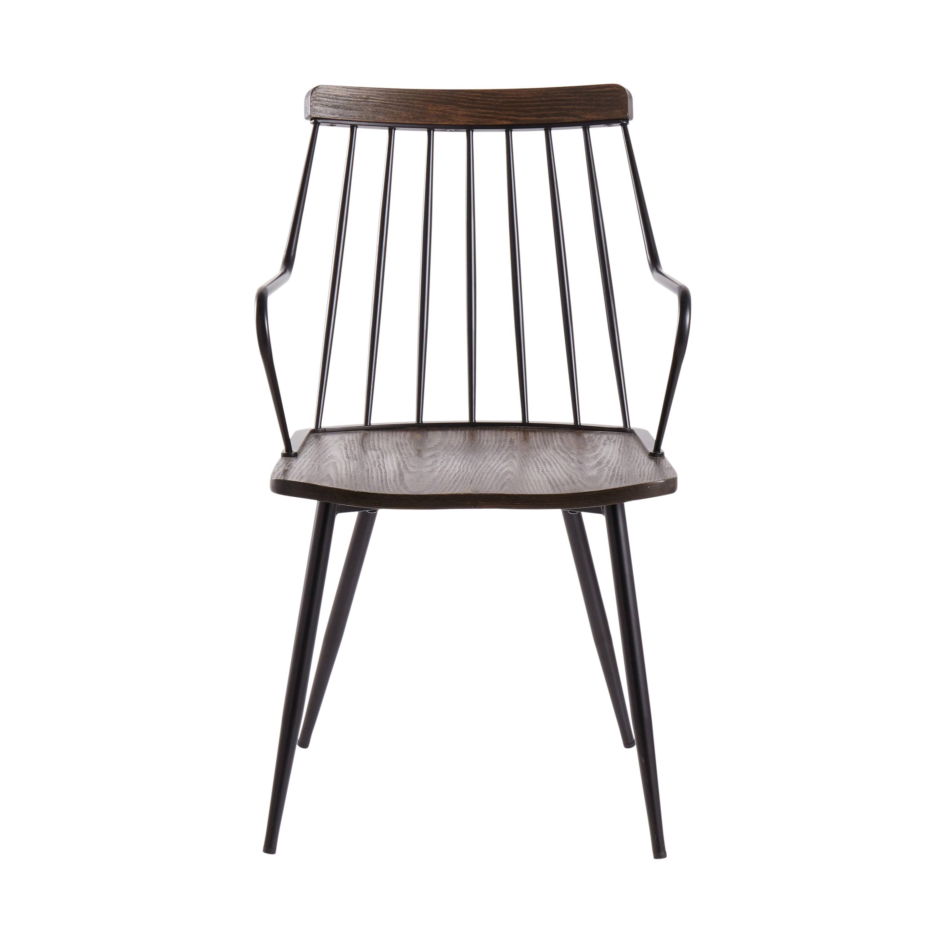 LumiSource Preston Chair - Black Metal, Dark Walnut Wood