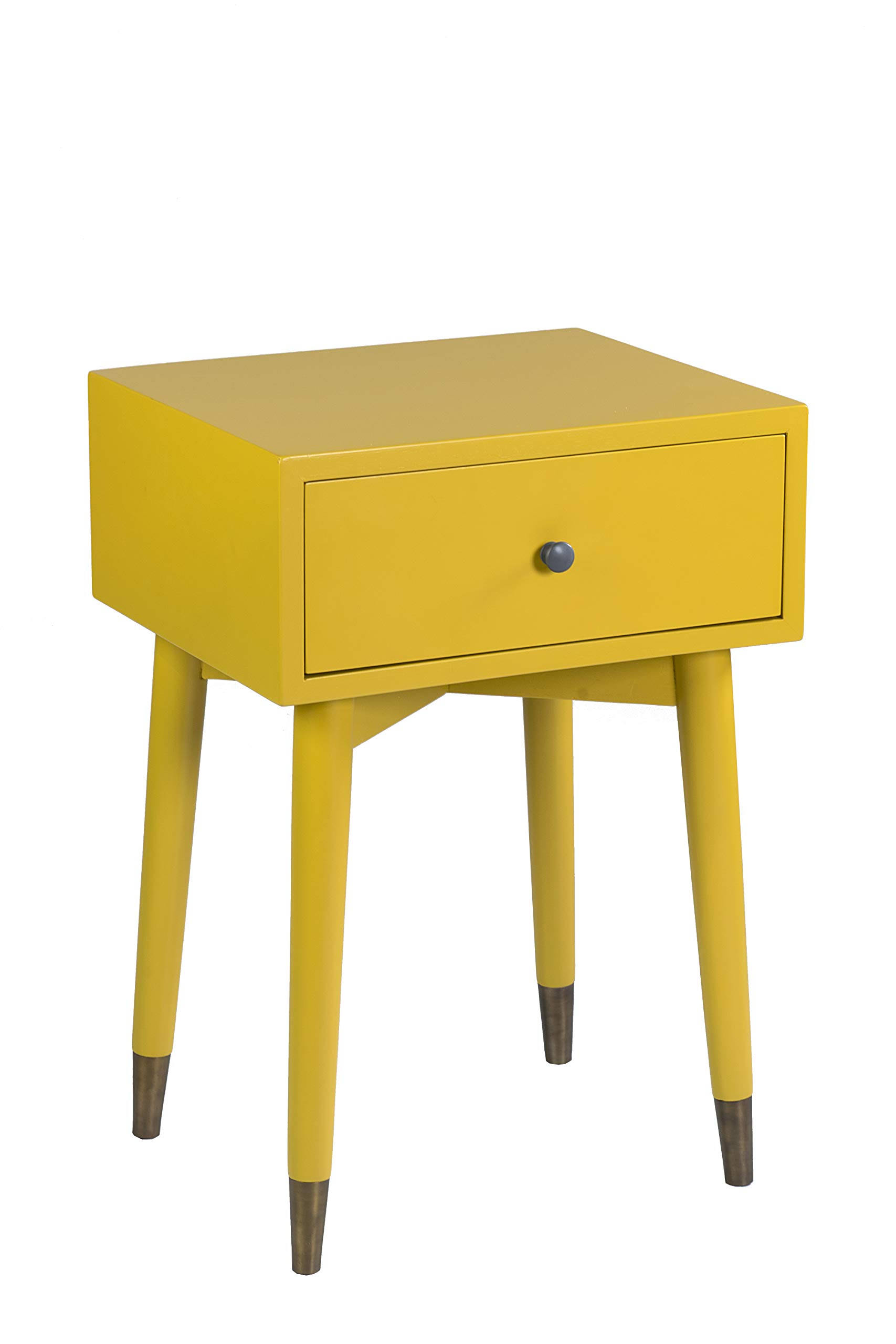 East at Main Weeks Acacia Wood Square Accent Table Yellow