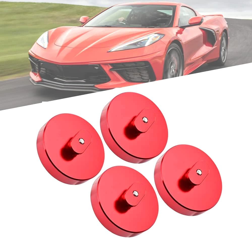 BILLFARO 4Pcs Jack Pad Jackingo Lift Pad/Puck Jack Point Adapter Billet for Corvette C5, C6, C7 & C8 Models Including Base Stingray Z06, Zr1, and for Corvettes Grand Sport (Red) Pack of 2
