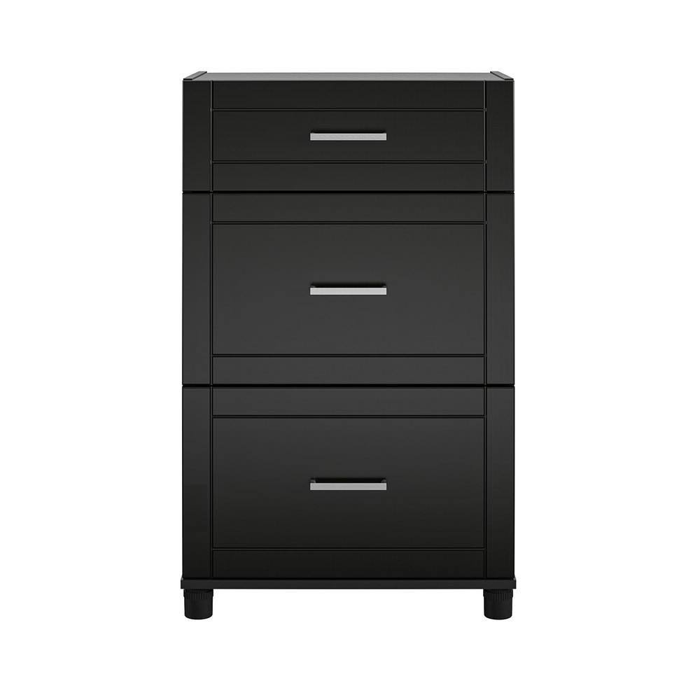 SystemBuild Kai 23.69 in. W x 39.25 in. H x 15.38 in. D 3 Drawer Base Freestanding Cabinet in Black HD72763