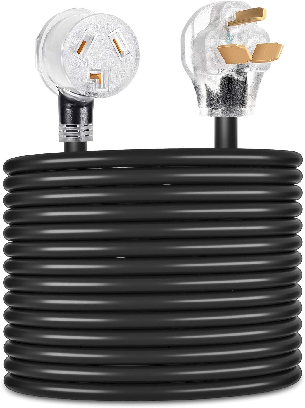 Rophor Dryer Extension Cord 3 Prong, 30 Amp NEMA 10-30P to 10-30R with Lighted End, Use for Dryer Power Extension and EV Charging, 125V/250V, 25 Feet, UL Certification Pack of 2