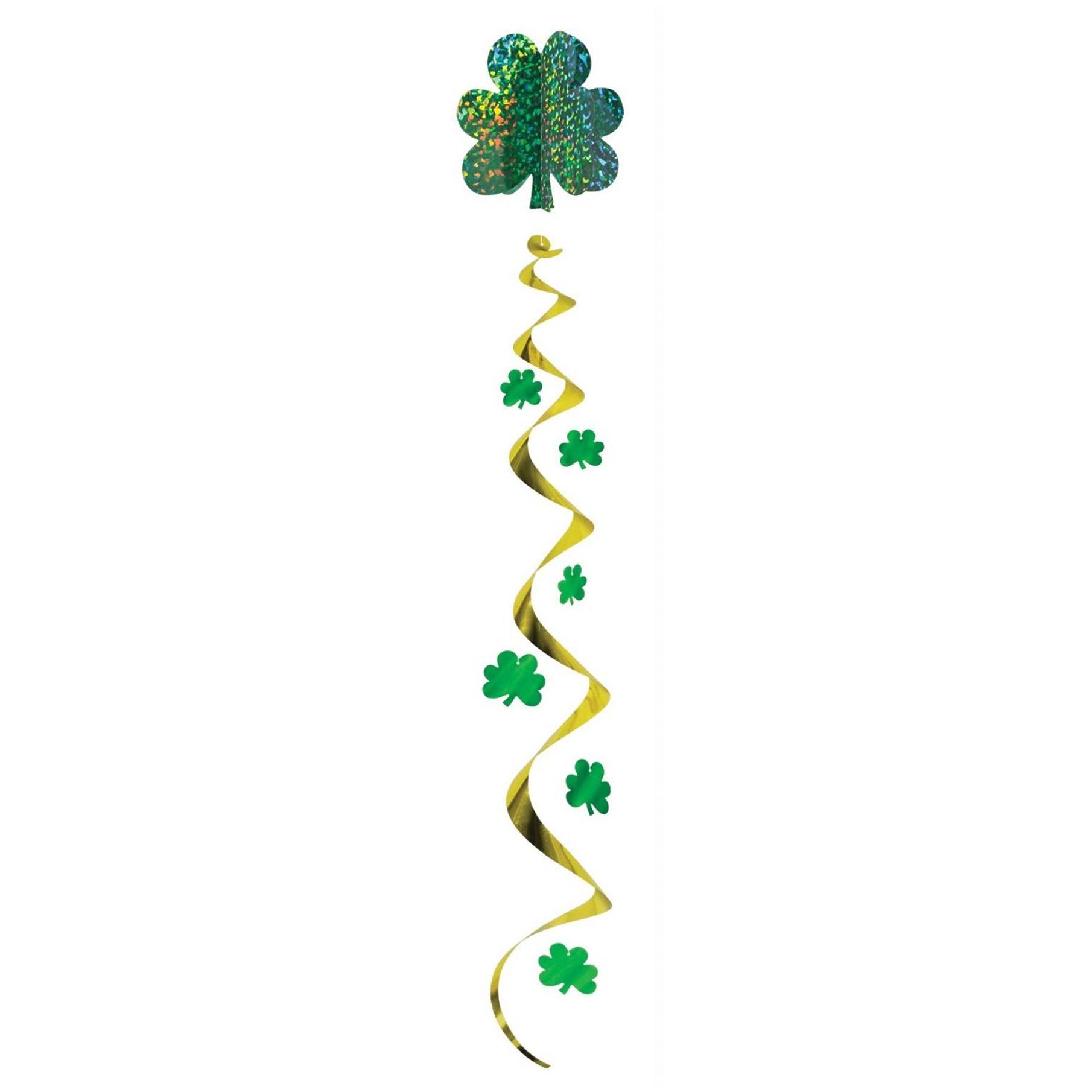 Club Pack of 12 Green and Gold Shamrock St. Patrick&s Day Jumbo Hanging Whirl Decorations 48x22
