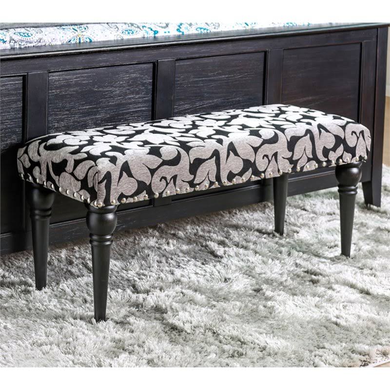 Furniture of America Sela Contemporary Floral Accent Bench in Black