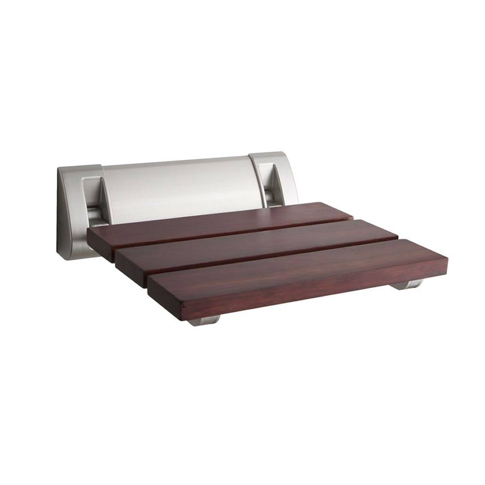 Hudson Reed Stylish Sapele Folding Shower Seat with Chrome Hinges Wide Base - 12