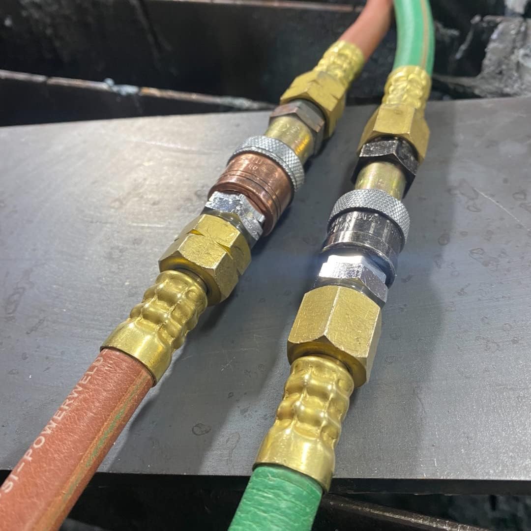 Koike Oxy-Fuel Quick Connect Hose To Hose Coupler Set, Safe Fuel/Oxygen Disconnect, OSHA Compliant, UL Listed (SET) Pack of 2