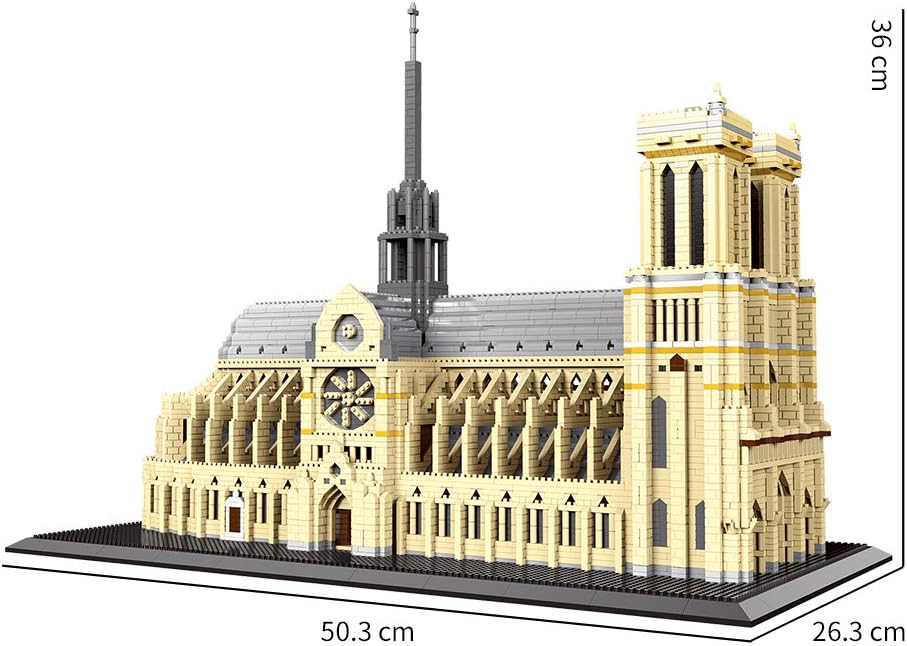 Big Architecture Model Kits Notre Dame De Paris Micro Blocks 7380 Pieces Model Building Kit, Creative Building Set for Adults, Gift for Any Hobbyists New（ with Color Gift Package）