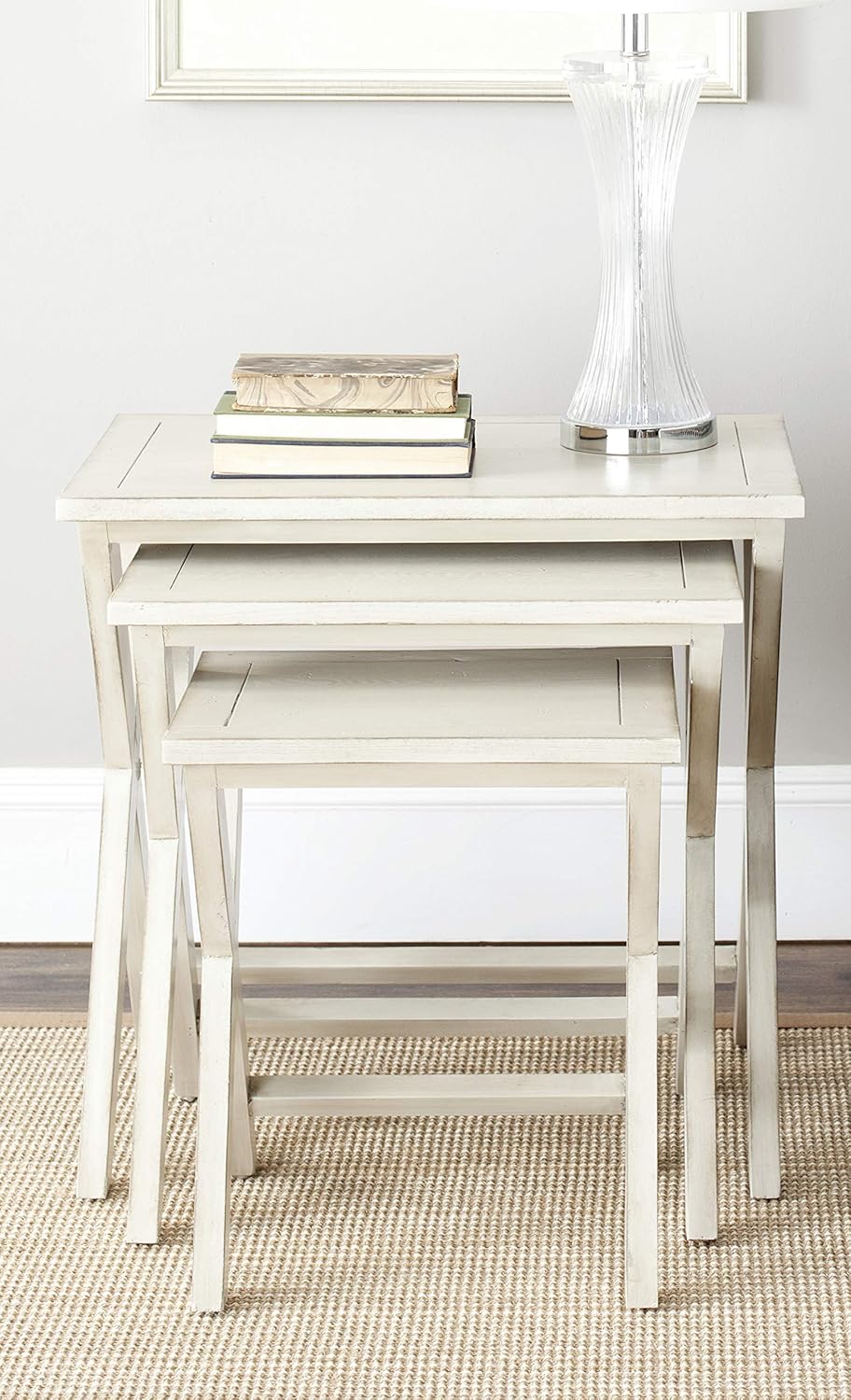 Safavieh American Homes Collection Maryann Antiqued White Stacking -Tray Tables