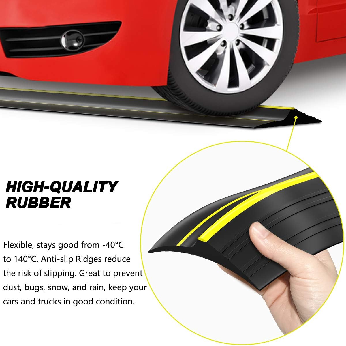 Universal Garage Door Threshold Seal Strip, Bottom Weather Stripping Replacement Rubber Waterproof 20 FT Length Pack of 2
