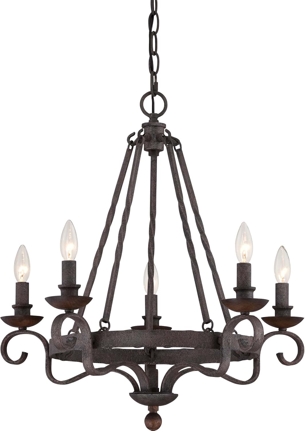 Quoizel NBE5303RK Noble European Chandelier, 3-Light, 180 Watts, Rustic Black (19