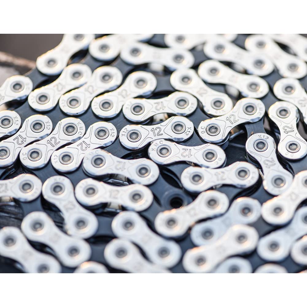 KMC 12 Speed Chain 126 Link X12 Upgraded Silver/Black Chain Pack of 2