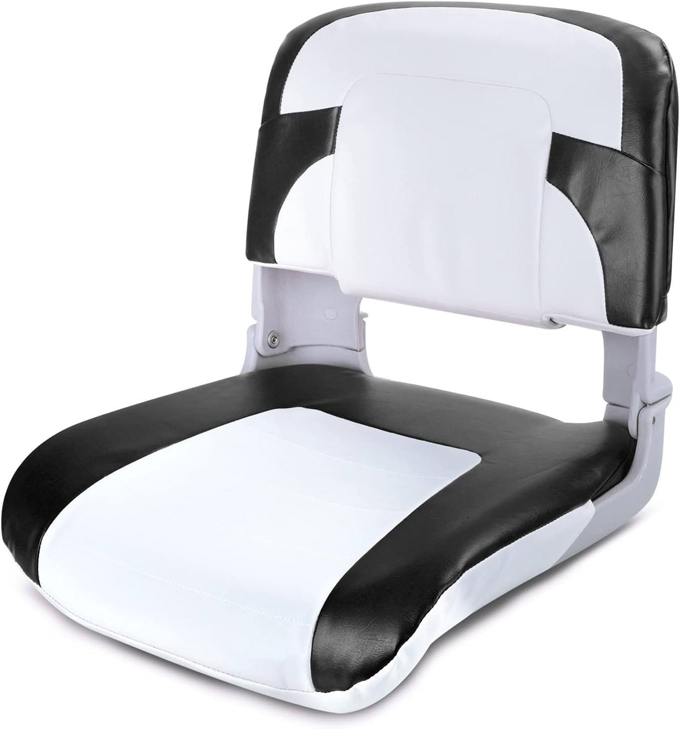 NESHULT Deluxe Marine Low Back Folding Boat Seat,Charocal/Black Pack of 2