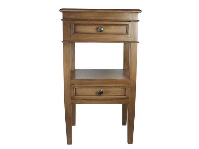 Urban Designs Erika 2-Drawer Middle Shelf Wooden Accent Side Table - Brown