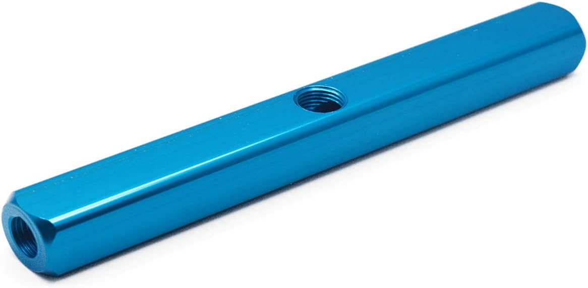 T Tulead Aluminum Air Compressor 6 Ways Air Hose Mainfold Block 9 Ports Pneumatic Manifold Block Splitter Air Compressor Manifold Fitting Pack of 2