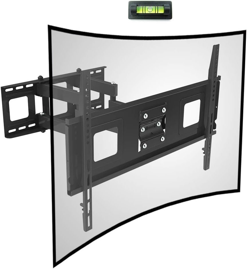 Fleximounts Curved Flat TV Wall Mount TV Bracket for 32-65 inch up to 132lbs VESA 600x400mm with Swivel Articulating Dual Arms, Full Motion TV Wall Mount Pack of 2
