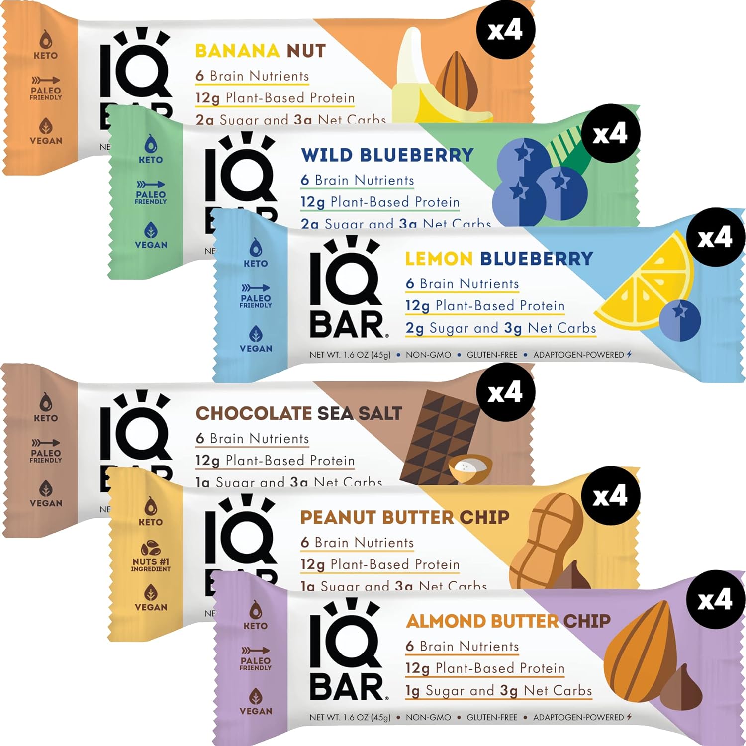 IQBAR Brain and Body Keto Protein Bars - Chocolate and Fruit Lovers Variety Keto Bars - 24-Count Energy Bars - Low Carb Protein Bars - High Fiber Vegan Bars and Low Sugar Meal Replacement Bars Pack of 2