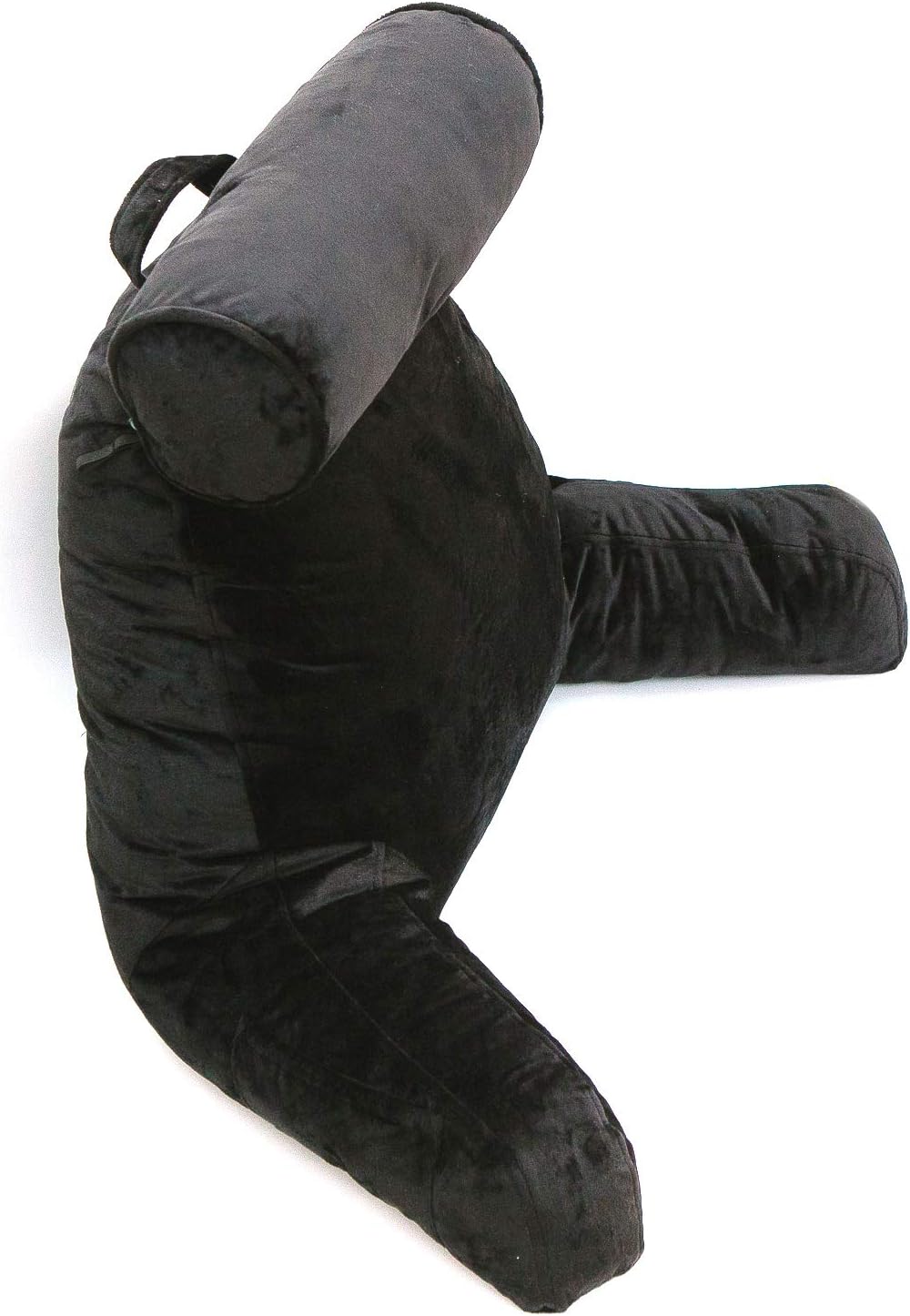 Cheer Collection TV and Reading Backrest Pillow with Detachable Neck Bolster Pillow and Washable Cover (Black)