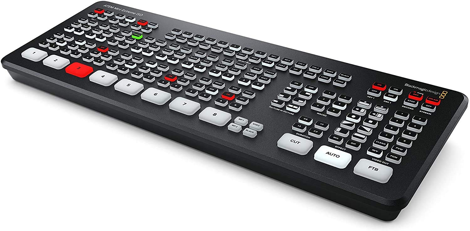 Blackmagic Design ATEM Mini Extreme HDMI ISO Live Stream Switcher Bundle with 6&rsquo; HDMI Cable, 7&rsquo; Cat5e Cable, and 5-Pack of Solid Signal Cable Ties (SWATEMMINICEXTISO)