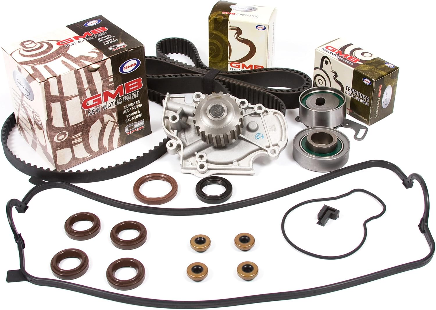 Evergreen TBK244VC Compatible With 94-02 Honda Accord Acura Odyssey Isuzu Oasis 2.2 2.3 SOHC F22B1 F23A1 F23A4 F23A5 F23A7 Timing Belt Kit Valve Cover Gasket GMB Water Pump