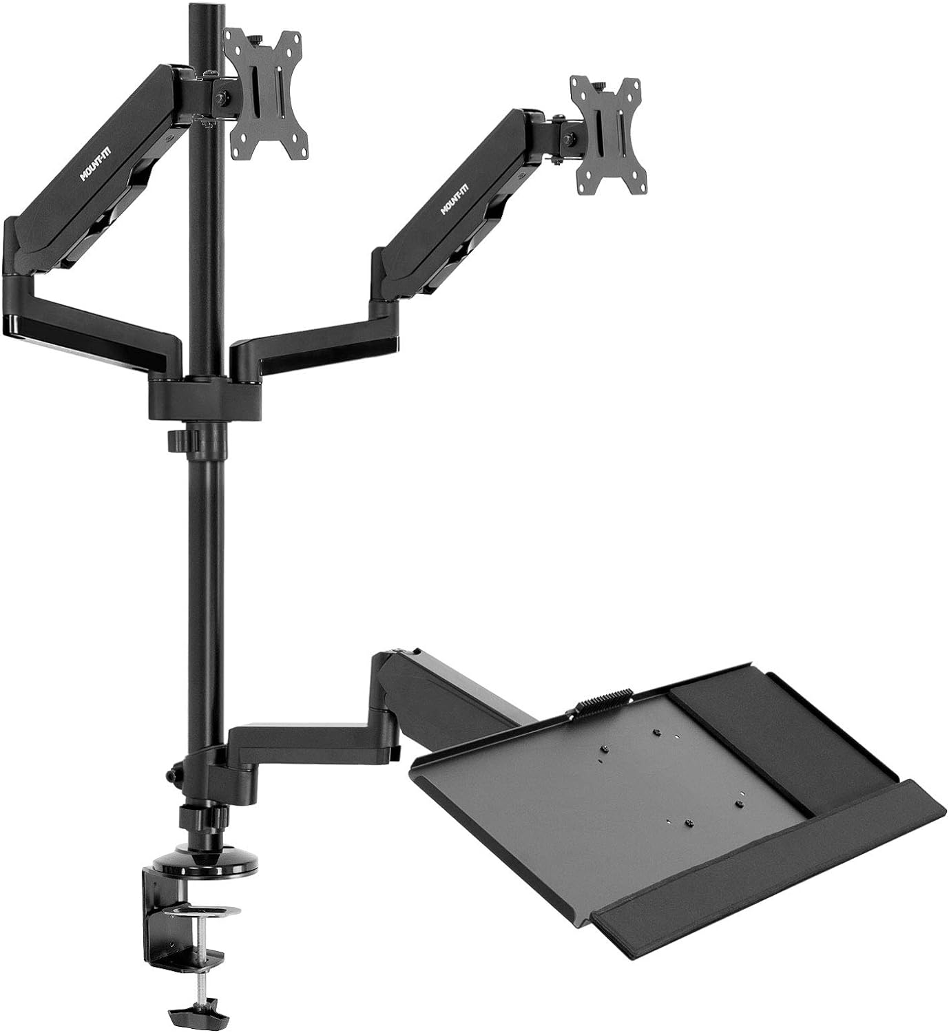 MOUNT-IT! Dual Monitor Sit Stand Workstation [2 Screens up to 32