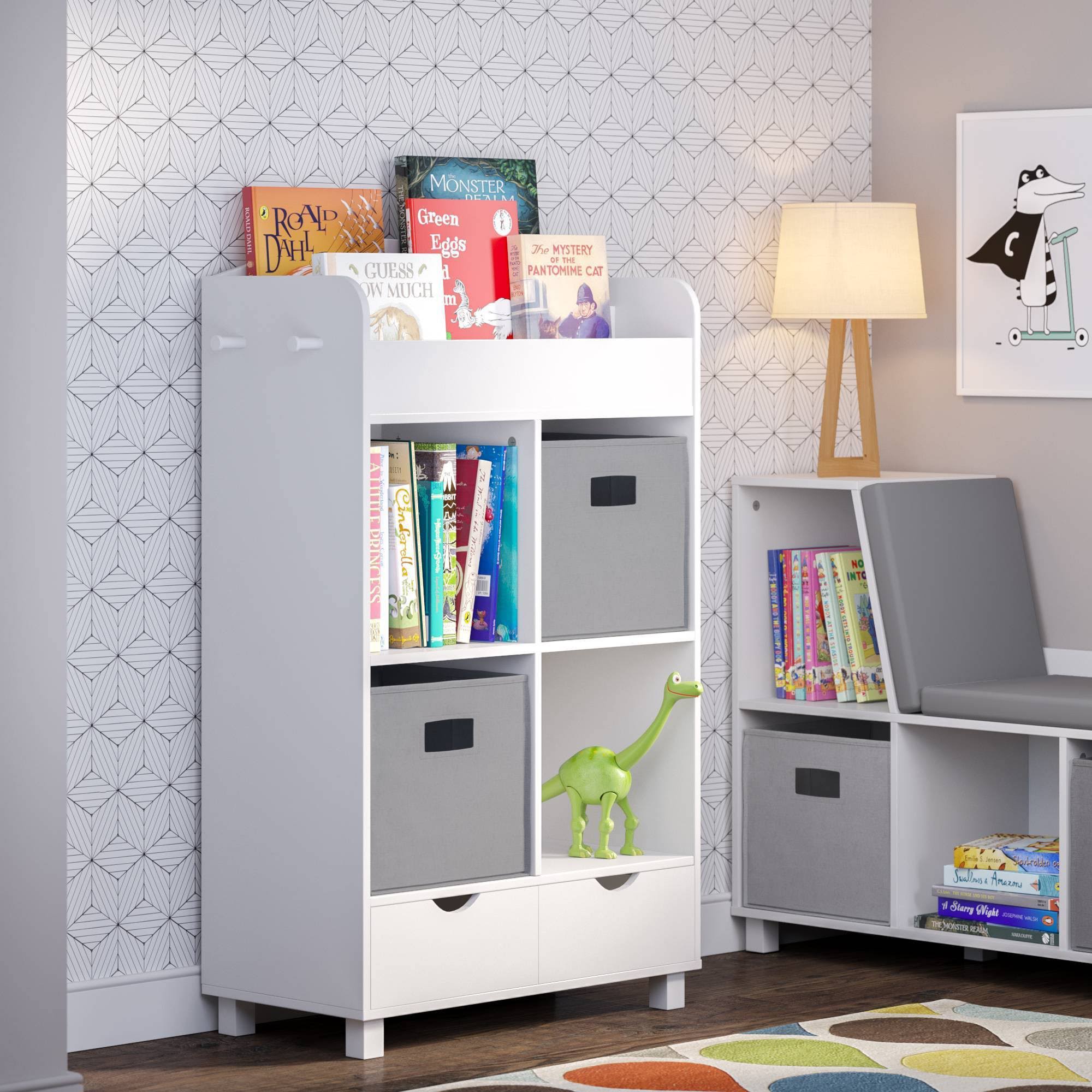 Riverridge Home Book NOOK Collection Kids Cubby Storage Cabinet with Bookrack - Gray