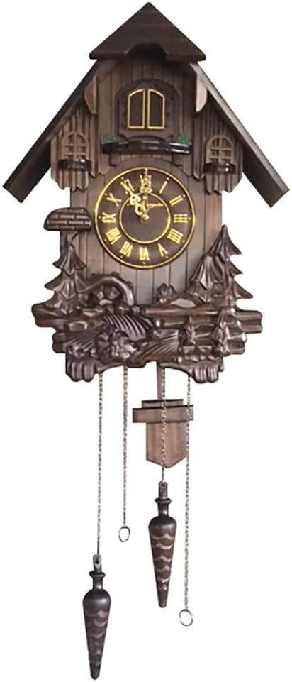 Vmarketingsite Wall Cuckoo Clocks Black Forest Wooden Cuckoo Clock. Black Forest Hand-Carved Cuckoo Clock. Bright Cuckoo Bird Sounds On The Hour and Chime Has Automatic Shut-Off. Excellent Gift.