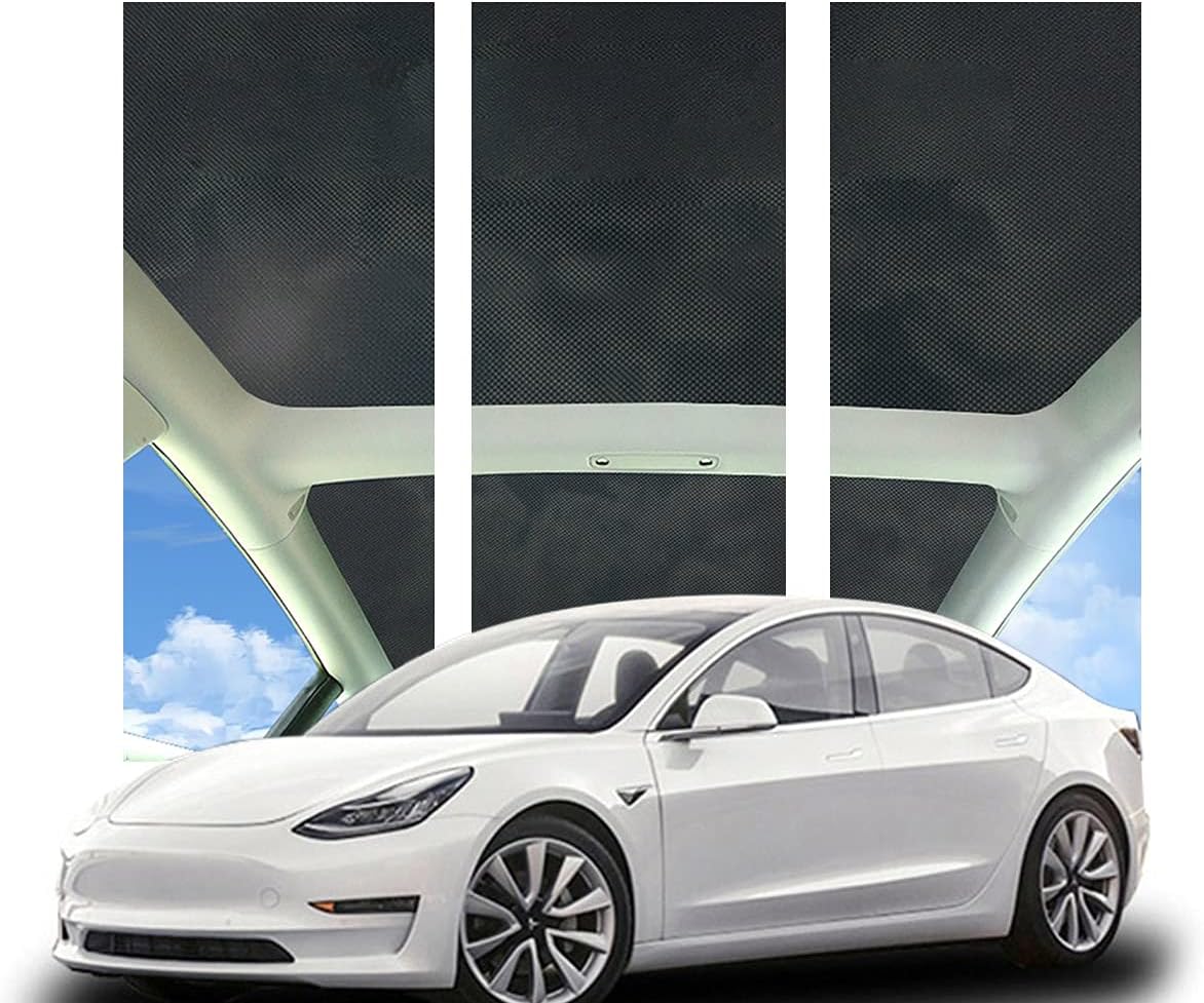 for Tesla Model 3 Roof Sunshade Sunroof Rear Window Sun Shade Foldable Skylight Glass Heat Blocking Shades(2 of Set roof+ Rear) Pack of 2