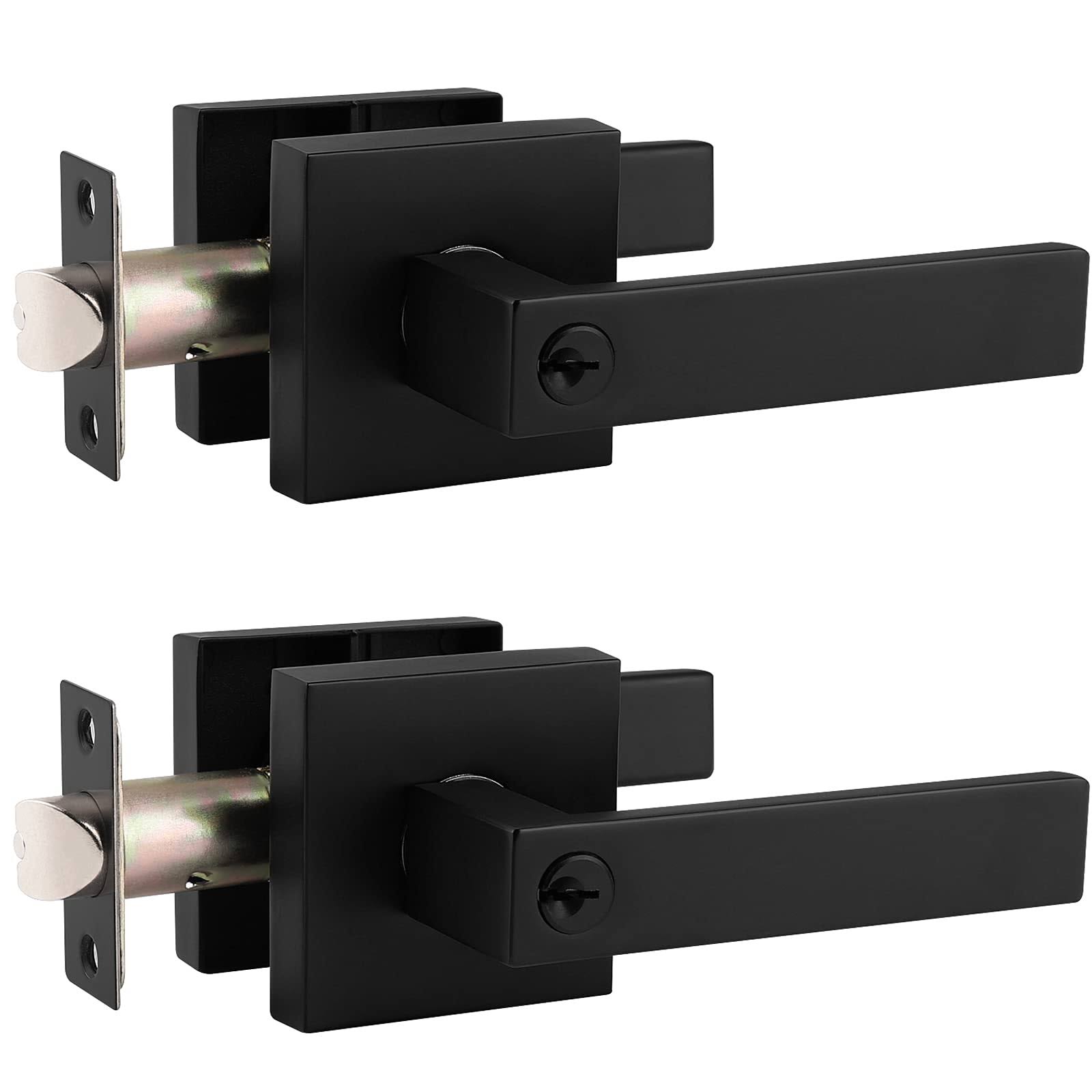 2 Pack Probrico Interior Bedroom Entrance Door Lever Doorknobs Door Lock One Keyway Entry Keyed Alike Same Key Entrance Lockset