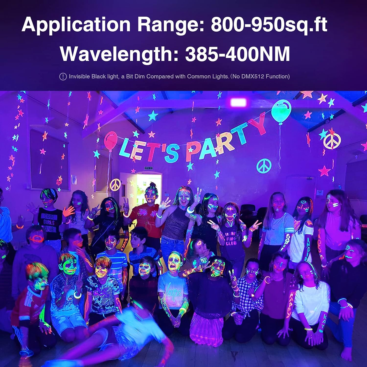 Onforu 2 Pack 50W LED Black Lights, Blacklight Flood Light with Plug, IP66 Waterproof Black Lights for Dance Party, Glow in The Dark, Stage Lighting, Body Paint, Fluorescent Poster, Neon Glow