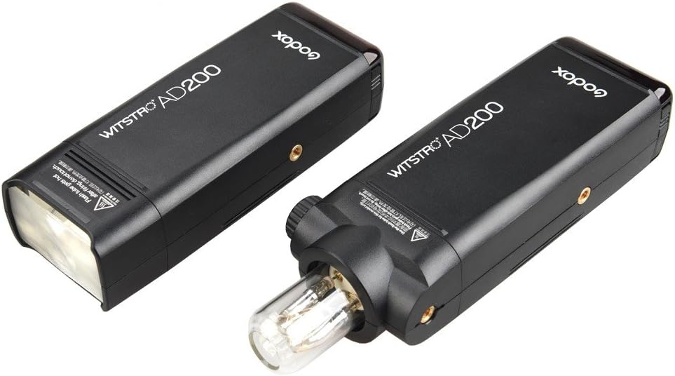 Godox AD200 Kit 200Ws 2.4G TTL Flash Strobe 1/8000 HSS Cordless Monolight w/ 2900mAh Lithimu Battery and Bare Bulb/Speedlite Fresnel Flash Head to Cover 500 Full Power Shots w/EACHSHOT Cleaning Cloth