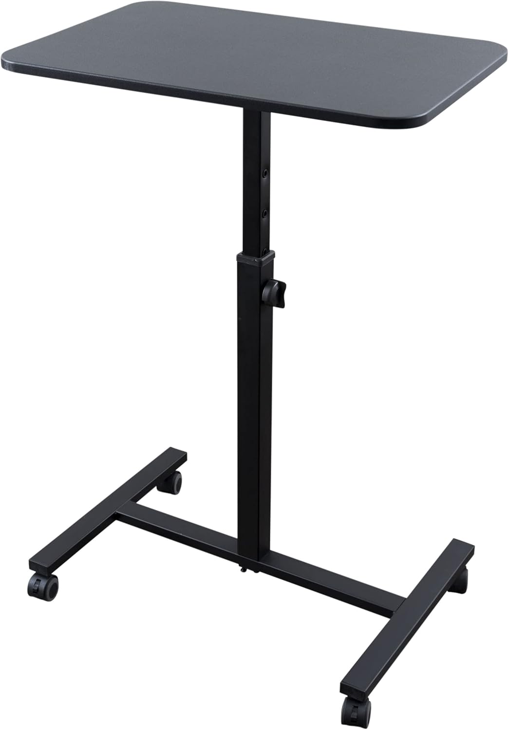 Single Column Standing Desk | Laptop Stand - A Compact, Cost-Effective Rolling Workstation That Also Works Great as a Lectern/Podium (24&rdquo;) (Black)