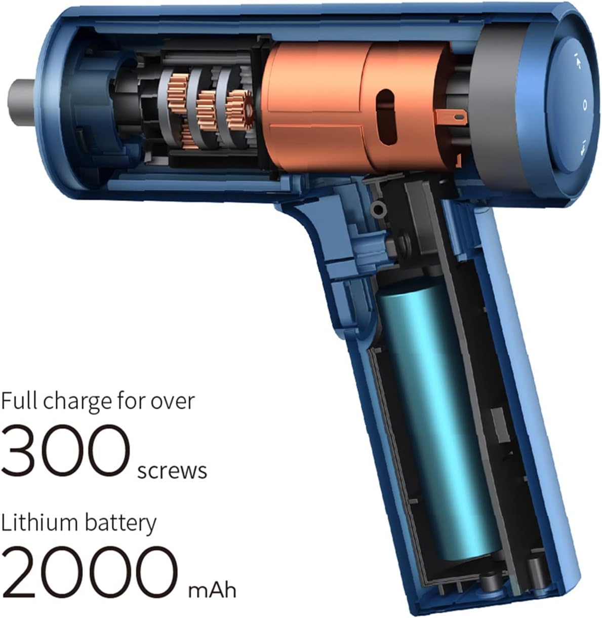 HOTO T1 Cordless Electric Screwdriver 5 N.m, 3.6V Rechargeable Power Screwdriver, 2000mAh Li-ion Battery, LED Work Light, Storage Bag, 10Pcs Accessories - Blue